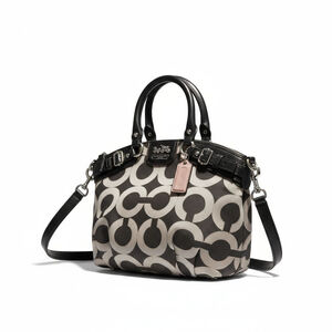 Coach Satchel Top Handle Bag Medium Black Silver